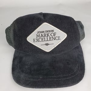 Vintage Black John Deere Hat Corduroy.